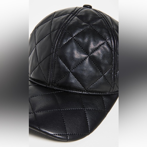 STAND STUDIO Black Faux Leather Quilted Cap - Picture 4 of 16